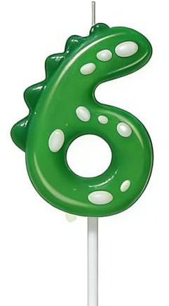 Ginddy Candele Numero Compleanno,Candeline Compleanno Numeri Verdi per Decorazioni Torta e Cupcake Decorazioni per Decorazione Festa Tema Candela Dinosauro Torta (Numero 6)