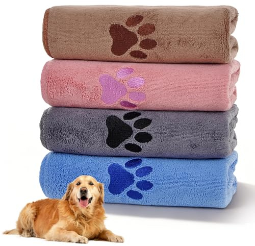 YTSMFL Toalla para perros, 4 unidades, extra absorbente, 100 x 50 cm, secado rápido, toallas de microfibra para mascotas, para gatos, perros u otras mascotas