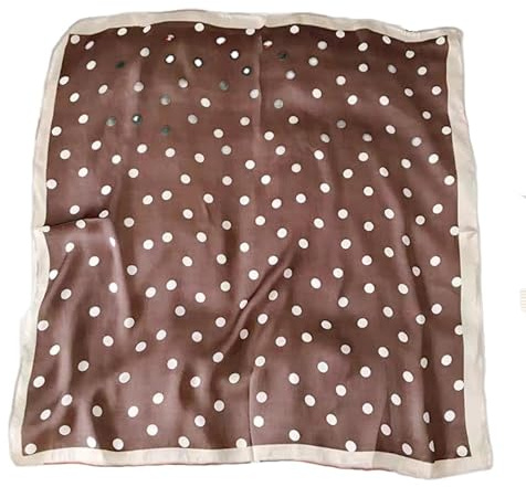 GIMIRO Frauen 70x70cm Schal Simulierte Seide Blumen Schal Krawatte Hahnentritt-Bandana (Coffee Polka Dots)