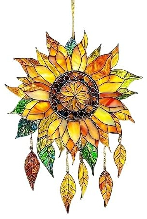 Sunflower Gifts for Women Acrylic Suncatcher, Sunflower Car Charm Hanging Ornament for Mom Home Garden Window Decor
