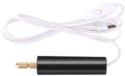 Mini dispositivo de taladro alimentado por USB para bricolaje, carpintería, joyería, manualidades, taladro eléctrico portátil con 3 brocas (1,0/1,2 mm), cuerpo de aleación de plástico compacto de 12 x