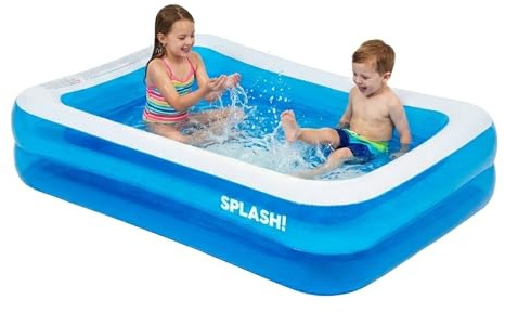 Hillington 6.5ft Inflatable Swimming Pool - Outdoor Paddling Pool for Kids and Adults - Quick Set Rectangular Inflatable Pool Garden with Durable Vinyl, Fast Inflation, Safety Valve, Hose Adaptor