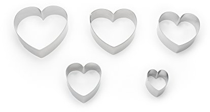 Fox Run Heart Shaped Cookie Cutters, 5-Piece Set with Storage Tin Included, Stainless Steel