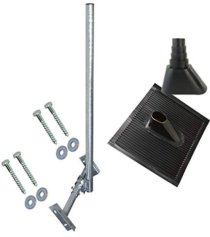 Premium X Basic X120-48F SAT TV Dachsparrenhalter komplett feuerverzinkt 120cm Mast Aufdach Sparren-Halterung für Satellitenschüssel + UKW LTE-Antenne | Dach Montage-Set schwarz