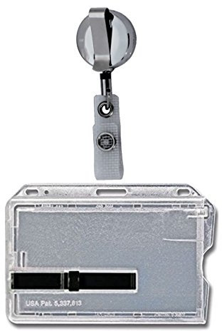 Waizmann.IDeaS® 1x Ausweis-Set Ausweisset Kartenhülle mit einem Schieber - Ausweishülle für 1 Karten mit Ausweiszipper - Ausweishalter Zipper Ausweisjojo mit GÜRTELCLIP Metall 28mm Ø