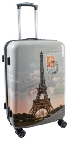 Bowatex Reisekoffer Paris Hartschalentrolley Eifelturm Mittelgroß Rollen Trolley