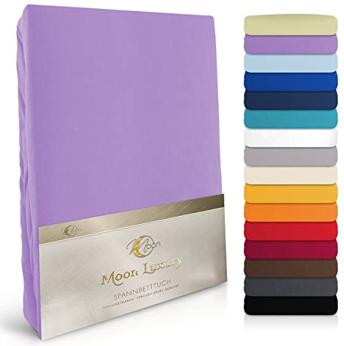Moon-Luxury Spannbettlaken Spannbetttuch Jersey Stretch 230g/m² für Wasserbetten, Boxspringbetten und herkömmliche Matratzen (Flieder, 200x220-220x240)