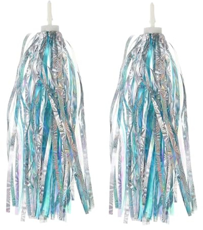 ericotry Kids Children Scooter Streamers Bike Handlebar Colourful Streamers Pom-pom Pair Bicycle Grips Sparkle Tassel Ribbon Baby Carrier Accessories for Girls Boys (Blue)
