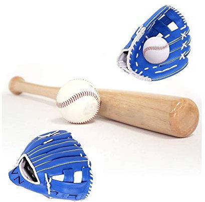 OISE ART STORE Trade Shop - Set Mazza Baseball + Palla 30 + Guantone 10 1/2 Inch Mazza Da Baseball Bastone Legno