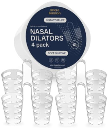 Snore Bastion Nasal Dilators for Sleeping - 4 of X-Large ONLY (XL) Soft Silicone Nasal Cones - Nostril Opener - Nasal Expander for Breathing - Nose Vents - Anti Snoring Devices