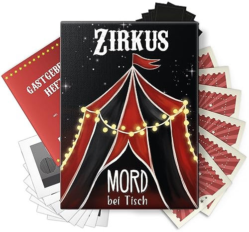 Mord bei Tisch Krimidinner für Zuhause - 6 bis 8 Personen - Der Zirkus Fall - Das Krimi Spiel ab 16 Jahren – Ideal als Krimi Dinner für eine mörderische Dinnerparty
