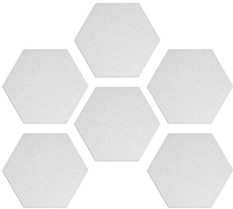 Navaris Filz Memoboards Set sechseckig - 6X Filz Pinnwand 15x17,7x1,5cm mit Pinnnadeln und Klebeband - Pinwand für Kinderzimmer Büro - Weiß