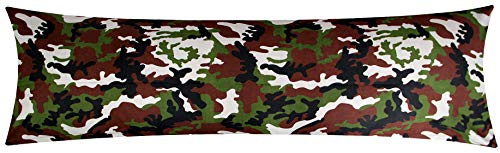 Heubergshop Baumwoll Renforcé Seitenschläferkissen Bezug 40x145cm - Camouflage, Tarn-Muster - Braun, Schwarz, Grün - 100% Baumwolle Stillkissenbezug (KY-200-2)