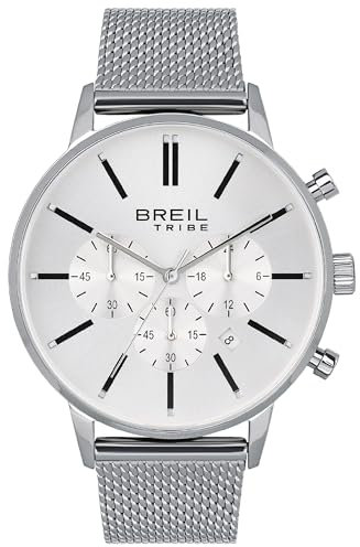 Breil Uhr Herren Avery Ziffernblatt Silber Bewegung Chrono Quartz e MESH Stahl Silber EW0508