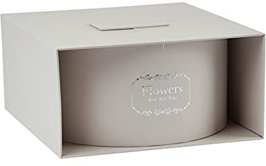 OASIS® Alice - Caja redonda para sombreros (forrada), diseño floral con texto Flowers Just For You, color gris
