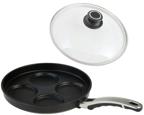 BAF Muldenpfanne Ø 26 cm mit Deckel (Set) - flacher Rand - Spiegelei Pfanne beschichtet aus Aluminiumguss - ohne Induktion - Made in Germany