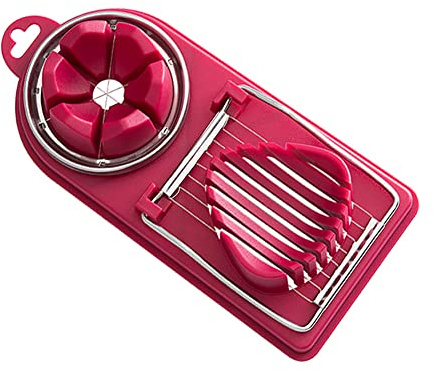 Trancheuse d'œufs durs à la coque - Outil de cuisine pour les œufs, salades, sandwichs (rouge)