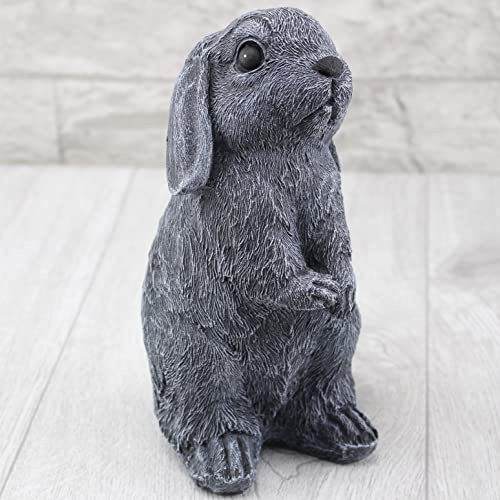 STEINFIGUREN SPICKER Steinfigur Hase stehend Zwergkaninchen 227/1, Gartenfigur Steinguss Tierfigur Basaltgrau