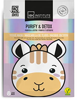 Masque Visage Vegan Enfant et Adulte en tissu Girafe Imprimée - Purifiant et Détoxifiant - Routine Beauté, Soin du visage, Hydrate la peau - Idée cadeau Fille, Femme, Pose facile - 1 unité