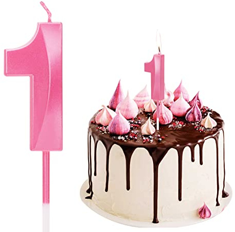 Geburtstag Nummer Kerzen, Zahlenkerze Rosa Mädchen Geburtstagskerzen Kuchen Kerzen Zahl 1 Glitzer Kuchen Topper Dekoration für Hochzeit Geburtstag Jubiläum Feier Abschluss, Rosa (1)