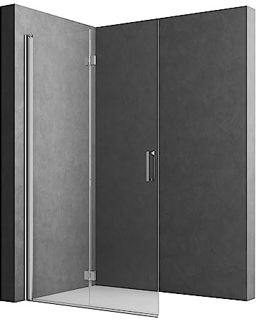 WOWINNE Walk in Duschwand 80x195cm Doppel Faltbar Walk-in Duschabtrennung Walk in Dusche 6mm ESG Nano Glas