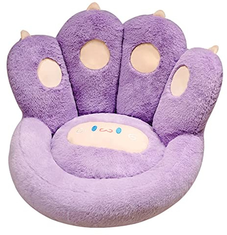 BAGASI Seat Cushion Cute Paw Shaped Armchair Cushion Soft Warm Lazy Sofa Office Seat Pad Pillow Relieves Back Tailbone Pain Relief Chair Cushions Floor Mat,Purple,45x40x13cm
