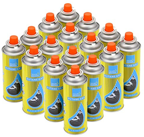 Taylor & Brown 16 Pack Butane Gas Bottles Canister Cartridge Canisters Cylinder | for Camping Stove Cooker, Heater, Barbecue or BBQ, Weed Burner, Kitchen Blow Torch
