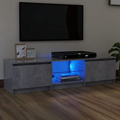 Homvdxl Modern TV Unit TV Stand for 65 Inch TV with LED Lights, Entertainment Center Media Console with Storage Cabinet for Living Room Bedroom | Rustic Grey
