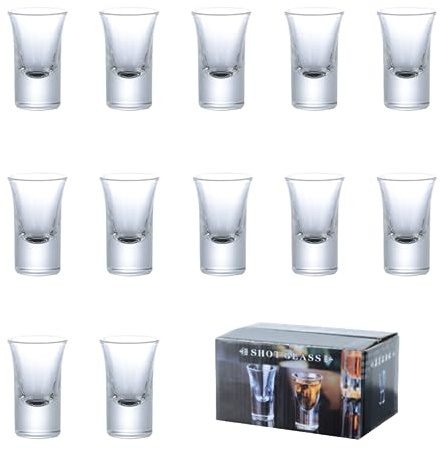 CLoxks Shot Glass Sets with Heavy Base 1 oz/30ml Clear Shot Glass Reusable Mini Glass Containers Dishwasher Safe Perfect for Party,Bar,Club,Cocktail Set Of 12