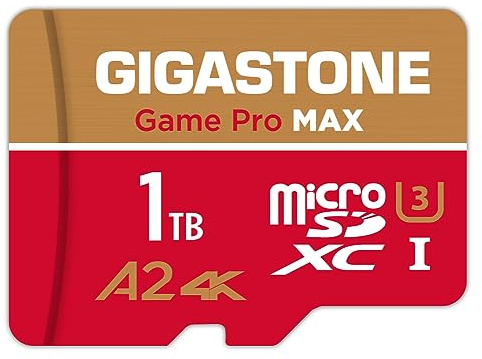 Nur für Switch 1 GIGASTONE 1TB Micro SD Karte, Game Pro MAX, bis zu 170/140 MB/s, MicroSDXC Speicherkarte für Nintendo Switch 1 Gopro DJI, A2 V30 U3 +Adapter, 5 Jahre kostenlose Datenrettung