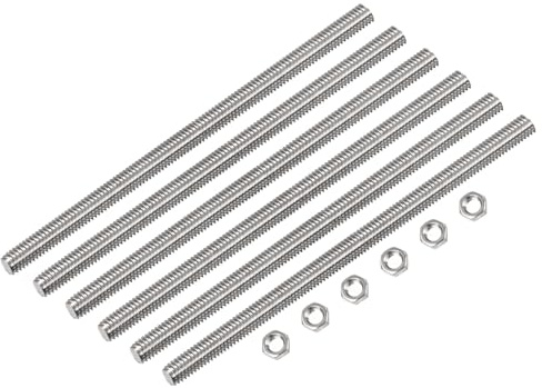 QUARKZMAN 6 Stück M6 x 400mm Voll Gewindestange 304 Edelstahl | Gewindestangen Rechtshänder Gewindestäbe Gewindestifte Stabbolzen, mit 6 Stück Sechskantmuttern, 1mm Gewinde Abstand