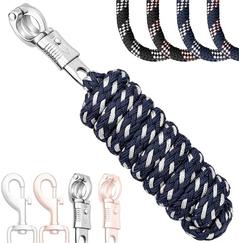 Esposita Führstrick Anbindestrick Soft Champion Edition mit Panikhaken oder Snaphaken, Karabinerhaken weich und stabil (Navy/Silber, Panikhaken)