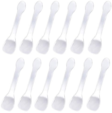 Mini-Löffel aus transparentem Kunststoff, für Gelee, Pudding, Joghurt, Wüstenkuchen, Vorspeisen, Probierlöffel, kleine Dessertlöffel, Eislöffel für Party, Geschäft, Hochzeit, täglichen Gebrauch, 100