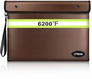 ZYMMYZ Feuerfeste Dokumententasche mit Reißverschluss, 9 Schichten wärmeisolierter Materialien, 3,426 °C, Geldtasche aus Tanne, für Bargeld, Wertsachen und wichtige Dokumente
