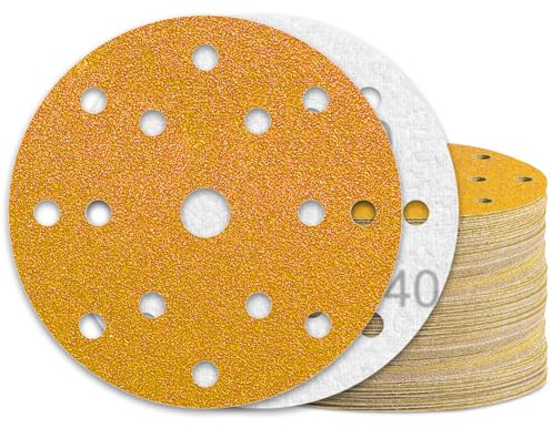 KONGMING 50 Pièces Disque Abrasif 150mm Grain 40 15 Trous pour Ponceuse Excentrique