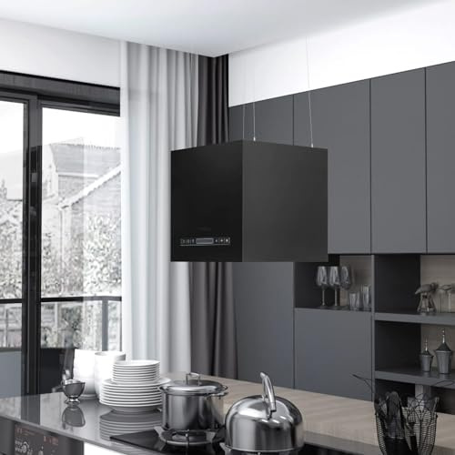 Homgoday Mobili Cappa da Cucina ad Isola Sospesa LCD Sensore 37 cm in Acciaio, Decorazione da Mobili, Mobili da Interni/Esterni per Soggiorno Ufficio