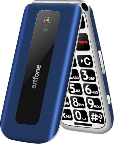 artfone F20 - Custodia per anziani senza contratto, con tasti grandi 2G GSM per anziani con display a colori da 2,4 pollici, Dual SIM, pulsante di emergenza SOS, torcia elettrica, 1300 mAh, blu