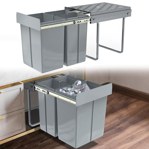 XINZI Poubelle de cuisine à 3 compartiments 2 x 10 l + 1 x 20 l - Système de tri sélectif encastrable avec extension complète
