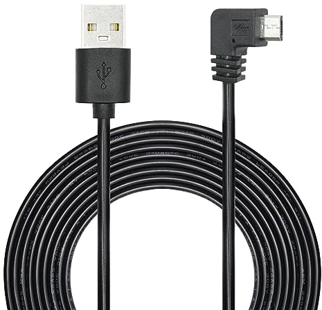 Riertostng 11FT 90 Grad Micro USB Stromkabel, Links Winkel Micro USB Dash Cam Ladekabel, für Auto Dash Cam, Telefone und andere Geräte aufladen