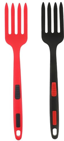 Cabilock 2pcs Household Food Fork Silicone Kitchen Dinner Fork Ergonomic Reusable Salad Convenient Portable Kitchen Accessory for Home Cooking