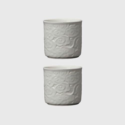 Dicmracy Set di 2 o 4 tazze da caffè espresso in ceramica, 96,4 g, tazze da caffè o tè, piccole tazze da caffè senza manici (grigio bianco, piccole)