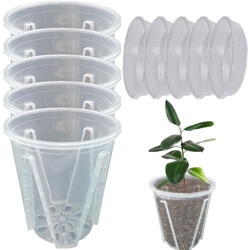 Orchideentopf – 5 Stück Orchideentopf, Orchideen-Wachstumstopf | Belüfteter Orchideentopf mit Drainagelöchern, Orchideentöpfe zum Umtopfen und Umpflanzen