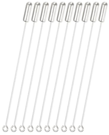 M METERXITY 10-Pack Spilli A Farfalla 2.8 Pollici Argento Lucido | Per Abbigliamento Fai Da Te/Accessori/Cravatte/cappello/Sciarpa, Con Occhiello Lungo E Estremità A Fermo, Spilli In Rame