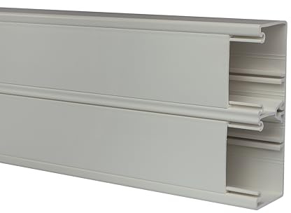 KOMIB Hochwertige Brüstungskanal 150 x 50 x 2000mm Grau (Lichtgrau/Steingrau) - Zubehörteile Elektroinstallation Kabelkanal verschiedenen Längen/VDE (Brüstungskanal (1 Stück) / 1 x 2m = 2 Meter)