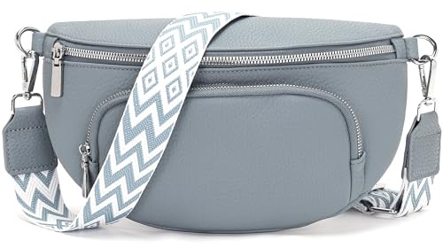 Rorimyth Bauchtasche Damen Schwarz Umhängetasche Damen Klein Veganes Leder Handtasche Crossbody Bag