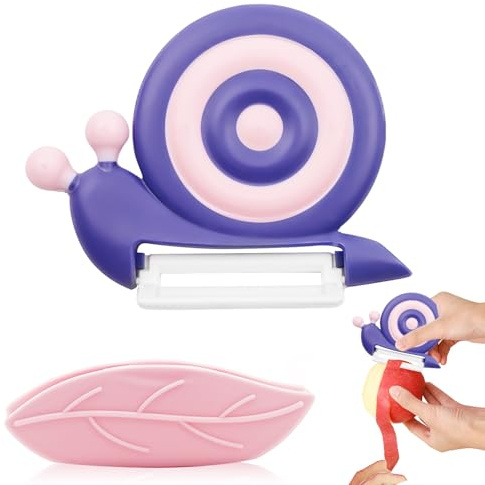 DGMI Sparschäler Schnecke, Sparschäler Linkshänder Kinder, Schäler Linkshänder Kinder, Schnecke Keramik Schälmesser mit Rutschfester Griff und Schutzhülle für Obst, Gemüse, Camping Picknick, Haushalt