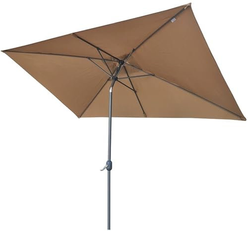 ZIUSFAC Sombrilla Parasol Exterior Sombrilla De Jardín Rectangular Parasol Terraza Antiviento Grande Sombrilla De Mercado Sombrilla Terraza 4 Costillas Paraguas De Poliéster 200×200 200×300cm(Brown,2x