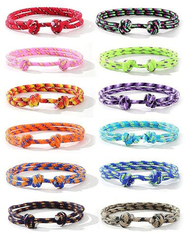 Auswalar 12PCS Nautical Braided Bracelets,Adjustable Bracelets, Colorful Braided Friendship Bracelets, Wrap Wristbands for Men and Women