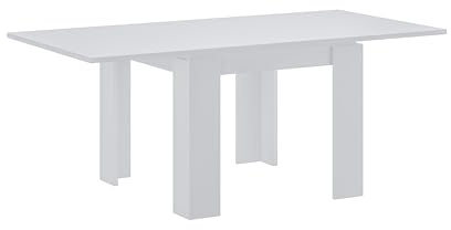 Bricozone Tavolo Allungabile Moderno da 90 a 180 cm con Design Minimal per Cucina Soggiorno o Sala da Pranzo Facile da Pulire con Struttura Robusta e Meccanismo di Apertura Centrale Bianco