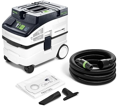 Festool Absaugmobil CT 15 E - Kompakter Industriesauger & Staubsauger | Nasssauger und Trockensauger mit 15 l Behältnis, Antistatik-Saugschlauch, Reinigungszubehör sowie kompakter Bauweise